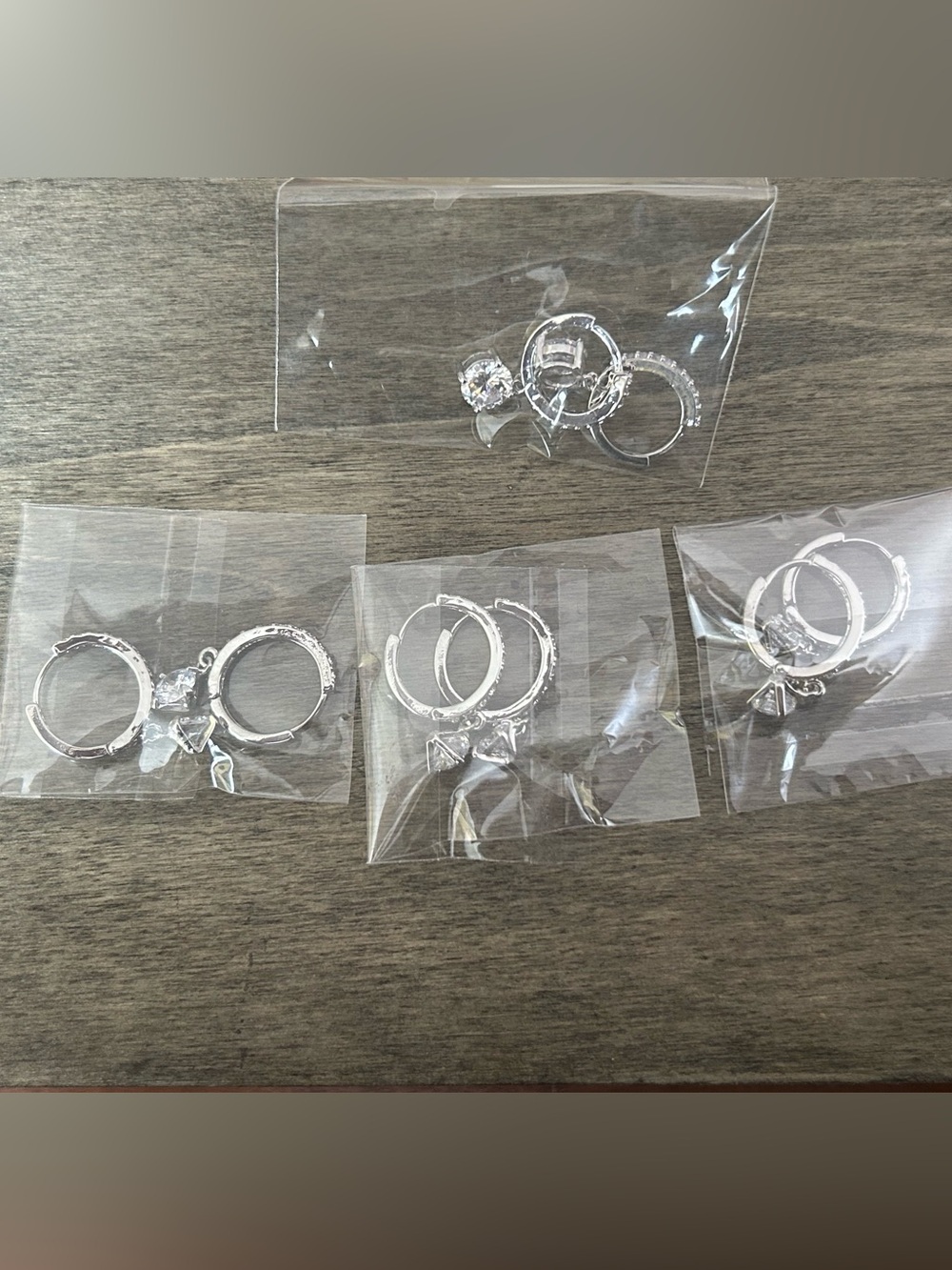 Silver Hoop Earrings with Crystal Accent Bundle - Women Jewelry